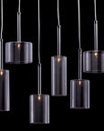 Silver Kitchen Island Six Light Metal LED Ceiling Light With Shades