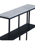 30" Black and White Iron Three Tier Geometric Bookcase