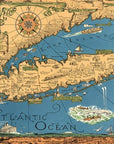 Vintage 1933 Map Of Long Island Unframed Print Wall Art