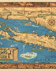 Vintage 1933 Map Of Long Island Unframed Print Wall Art