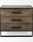 20" Brown and Black Distressed Accent Cabinet With Three Drawers