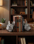Set of Two 6" Silver Metal Dog Decorative Bookends