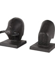 Set of Two 6" Black Metal Bull Decorative Bookends