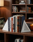 Set of Two White Marble Decorative Bookends