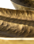 Set of Two Gold Hammered Metal Boat Shaped Decorative Bowls