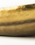 Set of Two Gold Hammered Metal Boat Shaped Decorative Bowls