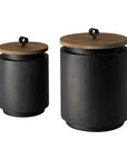 Set of Two Dark Gray Metal Decorative Canister