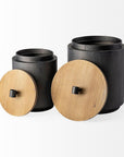 Set of Two Dark Gray Metal Decorative Canister