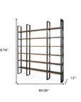 Brown Iron and Solid Wood Six Tier Bookcase