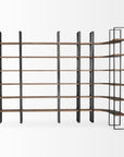 Brown Iron and Solid Wood Six Tier Bookcase
