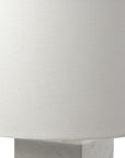 White Marble And Natural Wood Block Table Or Desk Lamp