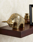 Gold Cast Aluminum Raging Bull Sculpture