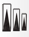 Black Metal Framed Pyramid Sculpture