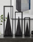 Black Metal Framed Pyramid Sculpture