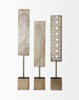 Set of Three Gold Metal Modern Abstract