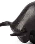 Black Cast Aluminum Raging Bull Decor Piece
