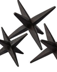 Set of Three Black Cast Iron Star Tabletop Sculptures