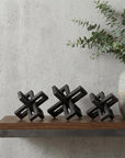 Set of Three 4" Black Metal Tabletop Sculpture