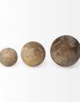 Set of Three 5" Brown Solid Wood Decorative Orb