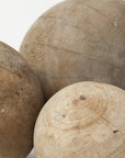 Set of Three 5" Brown Solid Wood Decorative Orb