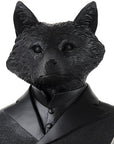 Black Resin Suited Fox Bust Sculpture