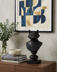 Black Resin Suited Fox Bust Sculpture