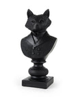 Black Resin Suited Fox Bust Sculpture