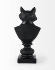 Black Resin Suited Fox Bust Sculpture