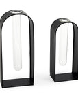 Set Of Two Black Metal Test Tube Decor Pieces