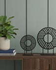 Black Metal Round Geometric Sculpture