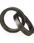 Two Ring Gray Hammered Metal Sculpture