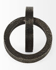 Two Ring Gray Hammered Metal Sculpture