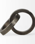 Two Ring Gray Hammered Metal Sculpture