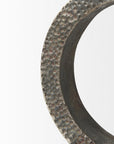 Two Ring Gray Hammered Metal Sculpture