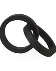 Two Ring Gray Hammered Metal Sculpture