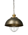 Rustic Gold Tone Metal Dome Hanging Light