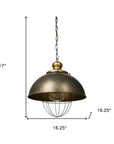 Rustic Gold Tone Metal Dome Hanging Light