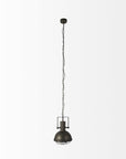 Antiqued Black Metal Hanging Industrial Caged Pendent Light