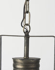 Antiqued Black Metal Hanging Industrial Caged Pendent Light
