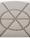 20" Cream Fabric Tufted Round Footstool