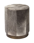 20" Gray Wool And Brown Footstool Ottoman
