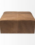 36" Brown Genuine Leather Cube Ottoman