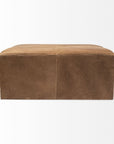 36" Brown Genuine Leather Cube Ottoman