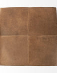 36" Brown Genuine Leather Cube Ottoman