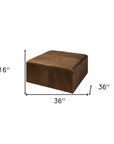 36" Brown Genuine Leather Cube Ottoman