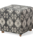 19" Gray Cotton and Brown Cube Ottoman