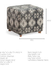 19" Gray Cotton and Brown Cube Ottoman
