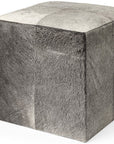 20" Gray Fabric and Wool Cube Ottoman