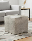20" Gray Fabric and Wool Cube Ottoman