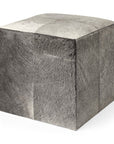 20" Gray Fabric and Wool Cube Ottoman
